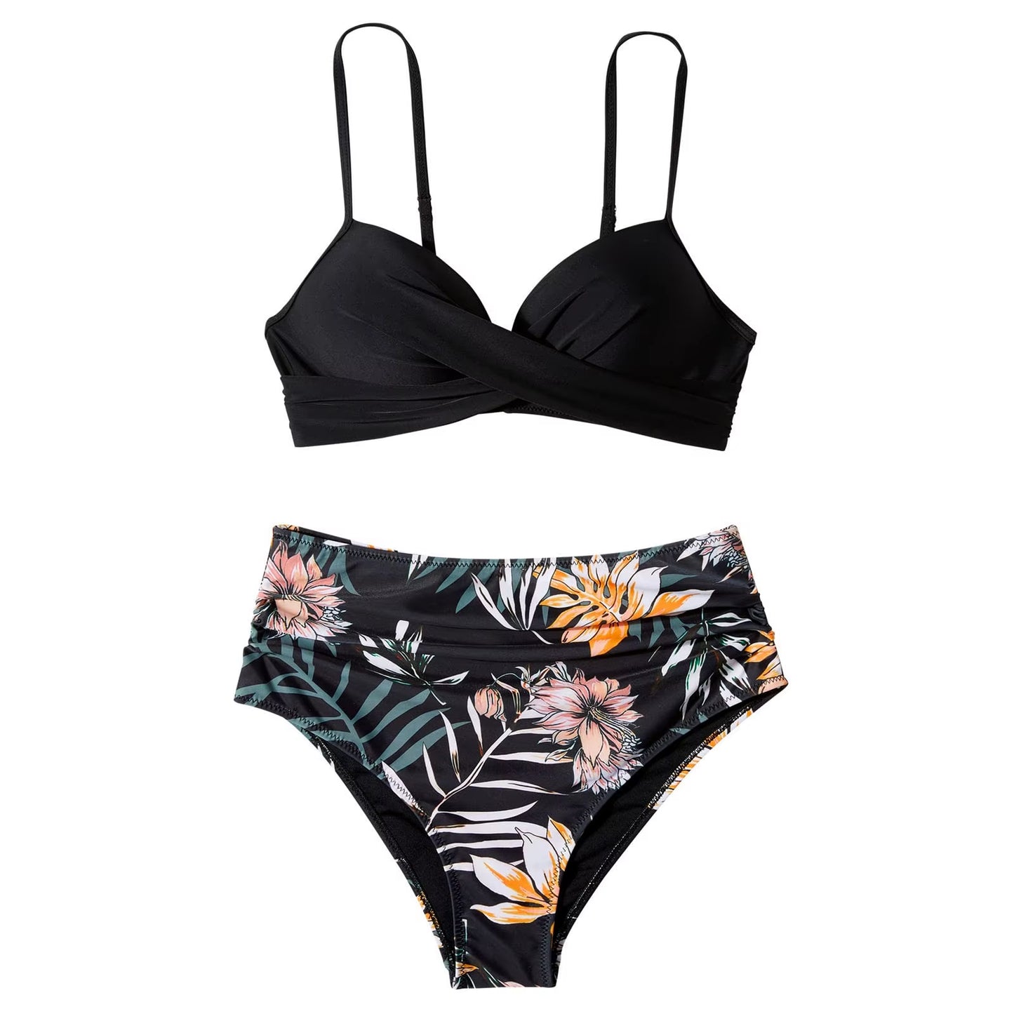 Y2K Sexy Push up Two Piece Swimsuits Women'S Vintage High Waist Sling Bikini Swimwear Summer Hawaiian Beachwear Trajes De Bano