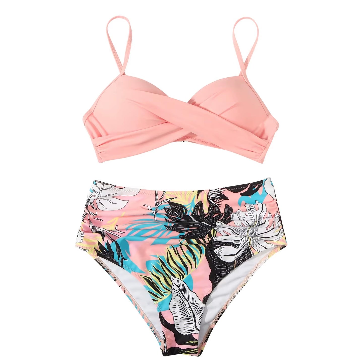 Y2K Sexy Push up Two Piece Swimsuits Women'S Vintage High Waist Sling Bikini Swimwear Summer Hawaiian Beachwear Trajes De Bano