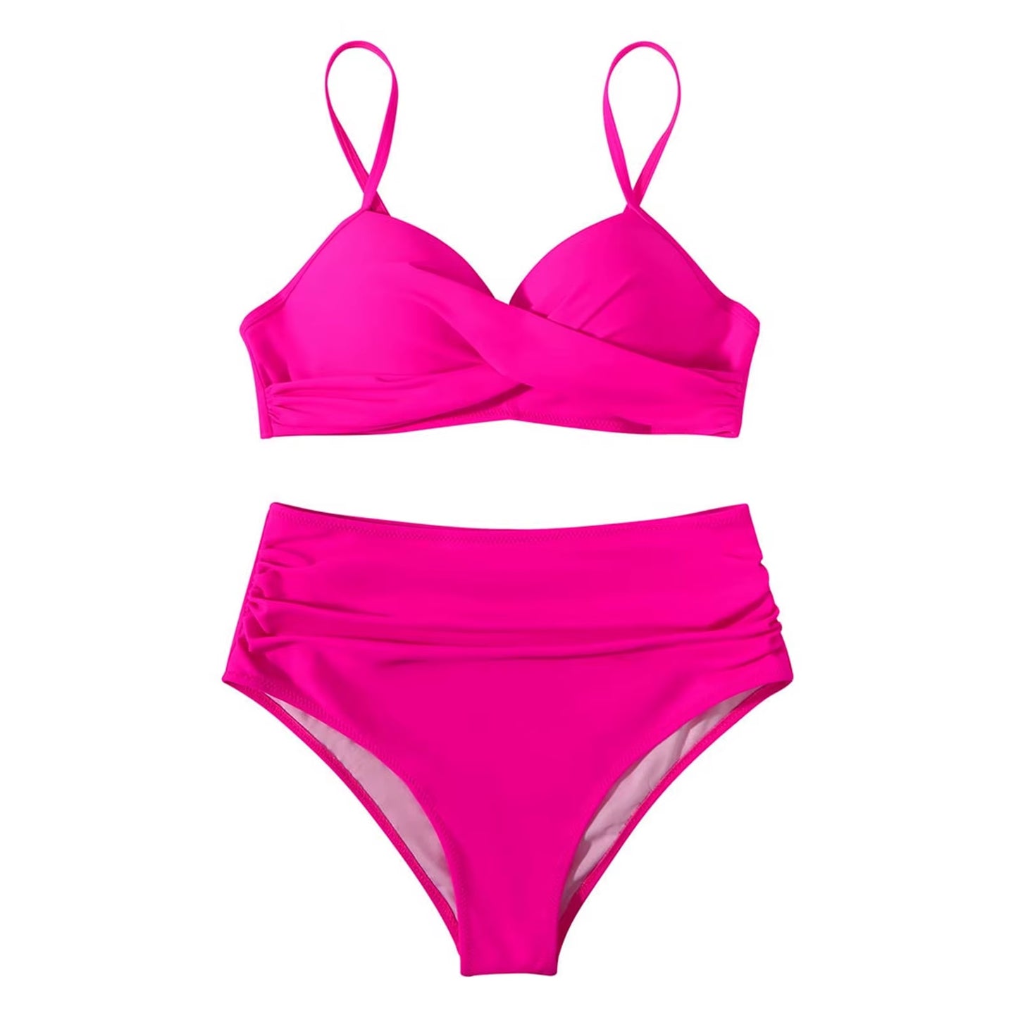 Y2K Sexy Push up Two Piece Swimsuits Women'S Vintage High Waist Sling Bikini Swimwear Summer Hawaiian Beachwear Trajes De Bano
