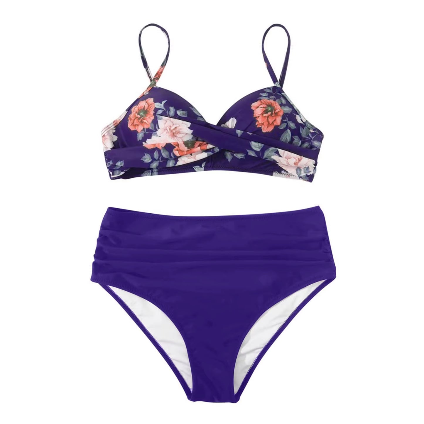 Y2K Sexy Push up Two Piece Swimsuits Women'S Vintage High Waist Sling Bikini Swimwear Summer Hawaiian Beachwear Trajes De Bano