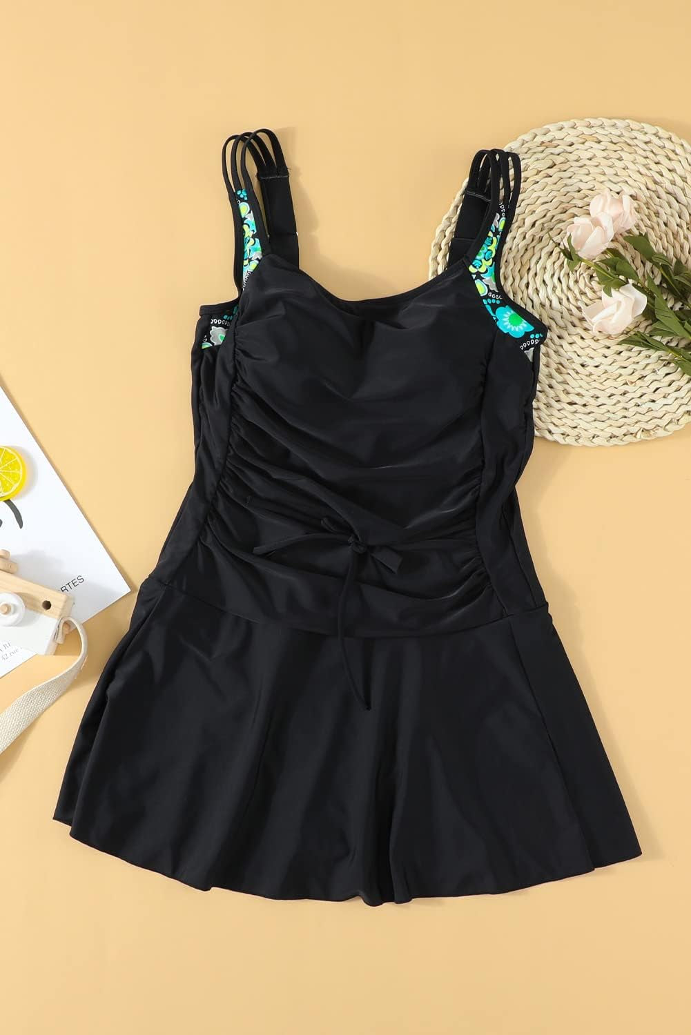 Women'S Tummy Control One Piece Swimdress Swimsuit Vintage Skirted Bathing Suit