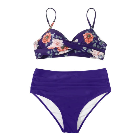Y2K Sexy Push up Two Piece Swimsuits Women'S Vintage High Waist Sling Bikini Swimwear Summer Hawaiian Beachwear Trajes De Bano